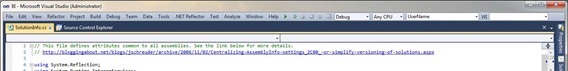 Visual Studio Minimal toolbar