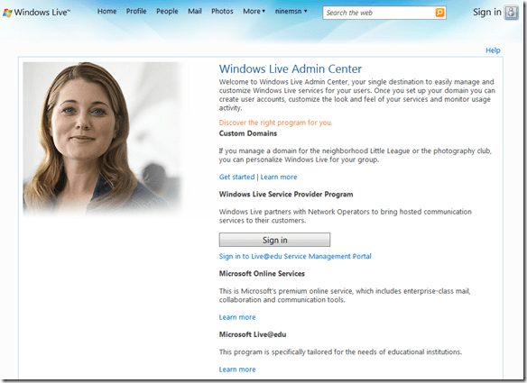 Windows Live Domains